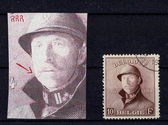 Belgien 1919 - King with helmet 178-V1 (cigarette) - Rare and superb, quote €525