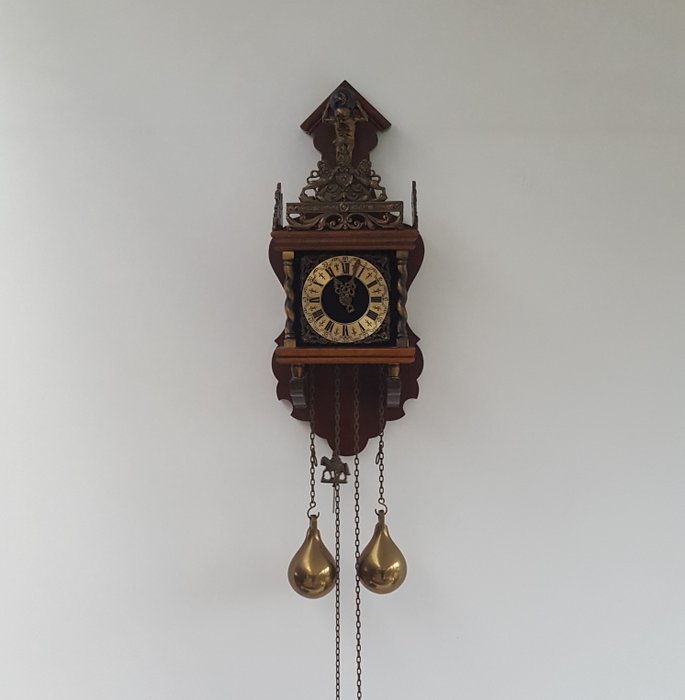 Orologio da parete - Bronzo, Legno, rovere, Ottone, Vetro - Seconda metà del 20° secolo