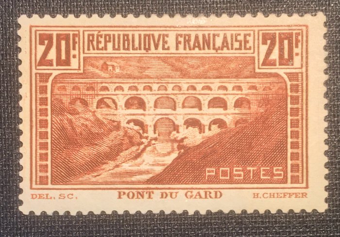 Frankreich 1930 - Pont du Gard, 20 francs, Type IIB. - Yvert Tellier n°262