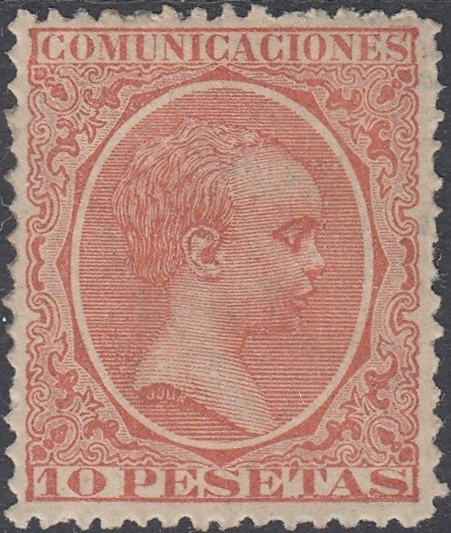 Espagne 1889 - Alfonso XIII Pelón type. 10 pesetas vermilion. CEM certificate. - Edifil 228
