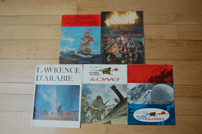 Lawrence of Arabia, The Longest Day (2x), 55 Days at Peking, Mutiny on the Bounty - Lot of 5 - Vintage Film Programs (French) - Libro