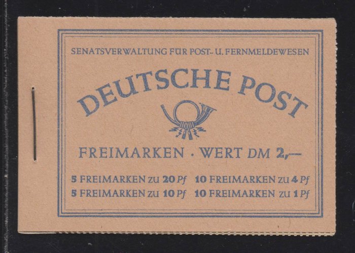 Berlin 1952 - "Berliner Bauten", impeccable unfolded stamp booklet - Michel MH 2