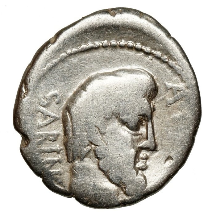 Roman Republic. L. Titurius L.f. Sabinus, 89 BC. AR Denarius,  König Titus Tatius, Tarpeia