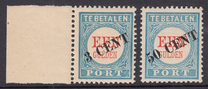 Netherlands 1906/1910 - Postage due stamps with overprint - NVPH P27/P28