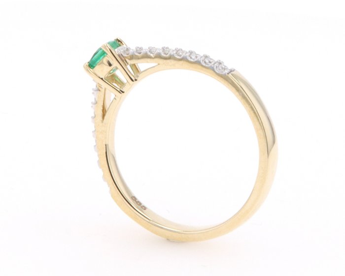 Image 3 of 14 kt. Yellow gold - Ring - 0.40 ct Emerald - Diamonds