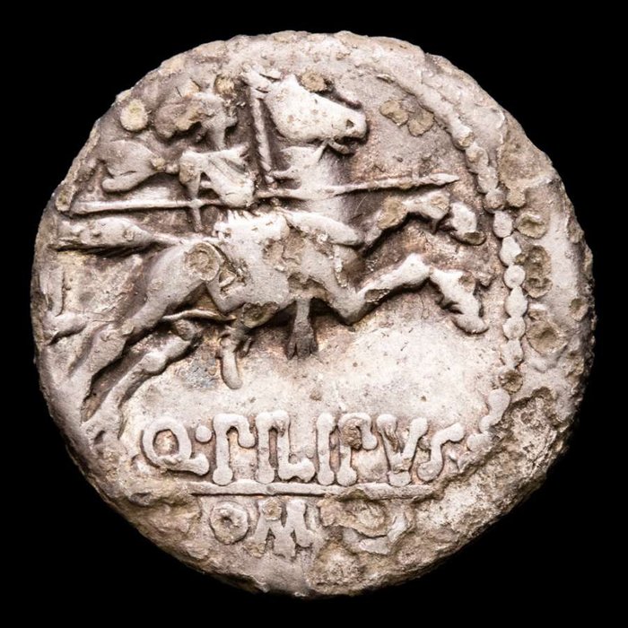 Roman Republic. Q. Marcius Q.n. Philippus, 129 BC. AR Denarius,  Rome mint - Macedonian horseman galloping. Q · PILIPVS