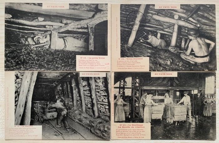 Mijnbouw - mijnen - kolenmijnen - mijnwerkers etc. - Ansichtkaarten (Collectie van 128) - 1905-1960