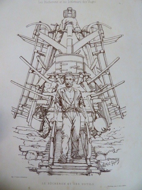 Alfred Michiels / Théophile Schuler - Schlitteurs et bûcherons des Vosges. 44 lithographies - 1857