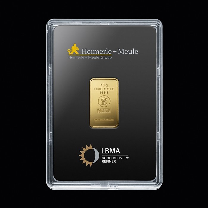 10 grame - Aur .999 - Deutschland Heimerle + Meule Goldbarren mit Box - Sigilat