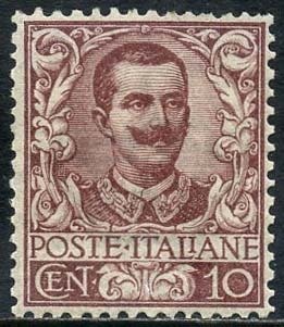 Royaume d’Italie 1901 - Floral, 10 cents carmine. - Sassone N. 71