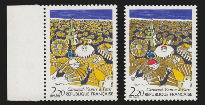 Frankreich 1986 - ‘red colour absent’ variety, signed Calves. - Yvert n° 2395c