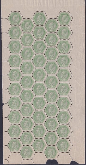 Belgique 1899 - Mint MNH Complete Panel of 50 Telegraph stamps - Cob# TG.12