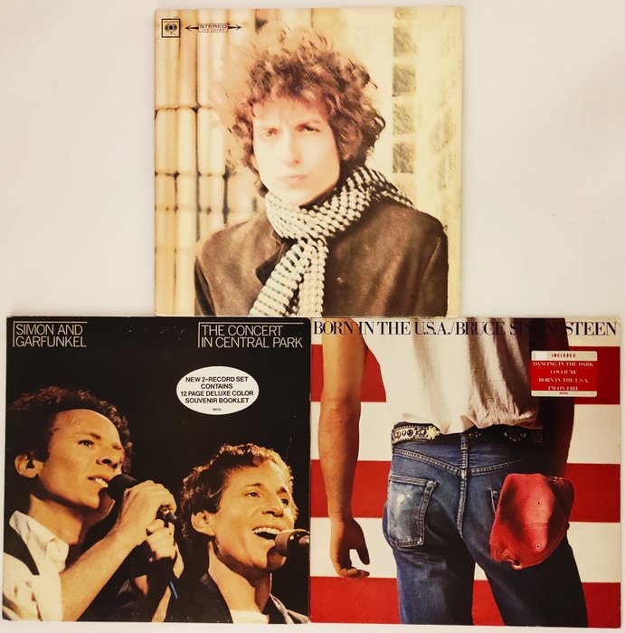 Bob Dylan, Bruce Springsteen, Simon & Garfunkel - Blonde on Blonde / The Concert in Central Park / Born in the U.S.A. - Diverse titels - 2xLP Album (dubbel album), LP's - 1ste persing, Heruitgave, Stereo - 1966/1984