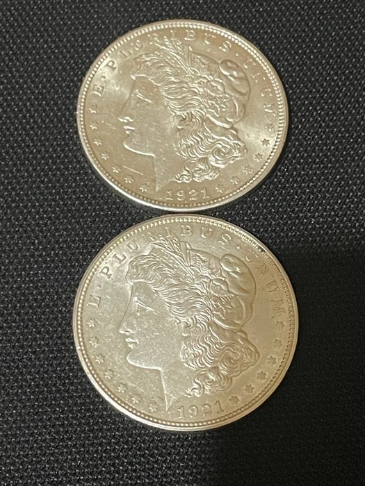 États-Unis. 1 Dollar (Morgan) 1921 (2 pieces)