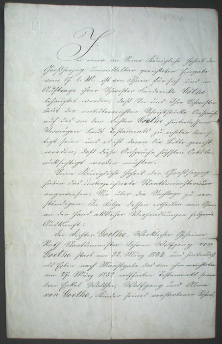 Johann Wolfgang von Göthe - Handschrift zur Erbangelegenheit - Testament - 1890