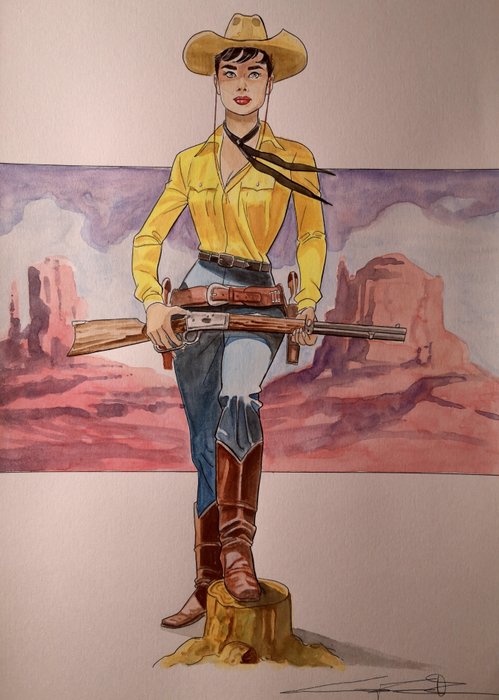 Tex - G. Candita - original artwork  tributo a Tex e Julia "Una Ranger d'eccezione" - Lose Seiten - Unikat (2021)