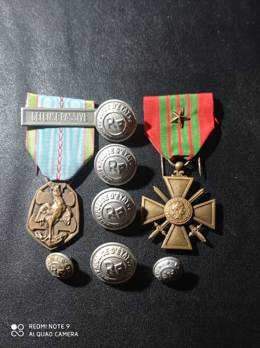 Francia - Esercito/fanteria - Lotto decorazioni guerra 39/45 croce di guerra d'élite (Y1Ja) - 1945