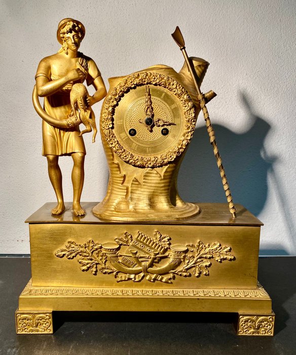 Orologio da camino - Cleret - Bronzo dorato - Prima metà del 19° secolo