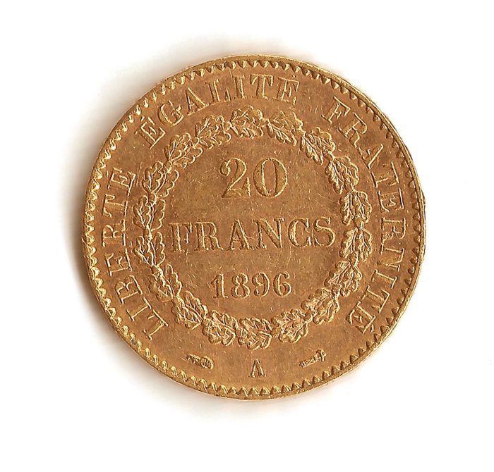 France. Third Republic (1870-1940). 20 Francs 1896-A Génie