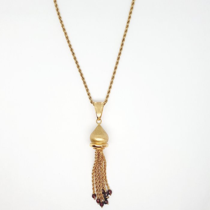 Preview of the first image of 18 kt. Yellow gold - Necklace with pendant - 1.60 ct Garnets.