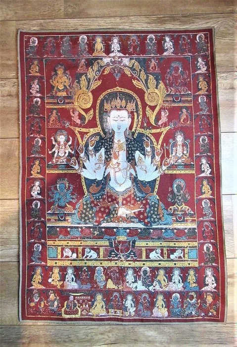 Thangka - tela/seta/cotone - Figura buddista - Nepal - 21° secolo