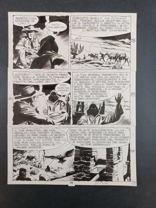 Tex n. 215 - G. Ticci - tavola originale "Santa Cruz" - Page volante - Exemplaire unique - (1978)