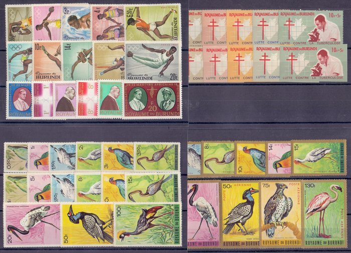 Image 2 of Burundi 1964/1966 - Almost complete years with regular and imperforate stamps, blocks and Airmail s