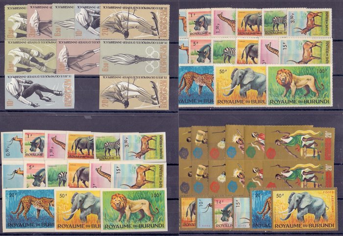 Preview of the first image of Burundi 1964/1966 - Almost complete years with regular and imperforate stamps, blocks and Airmail s.
