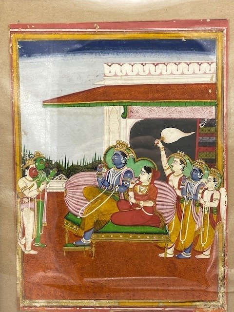 Miniatura - Seta - Radha and Krishna - India - XVIII secolo        