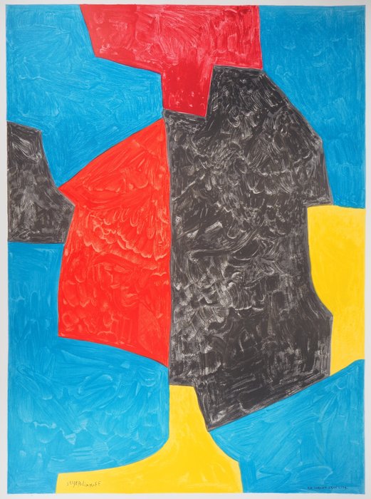 Preview of the first image of Serge Poliakoff (1900-1969) - Composition rouge, bleu et noir.