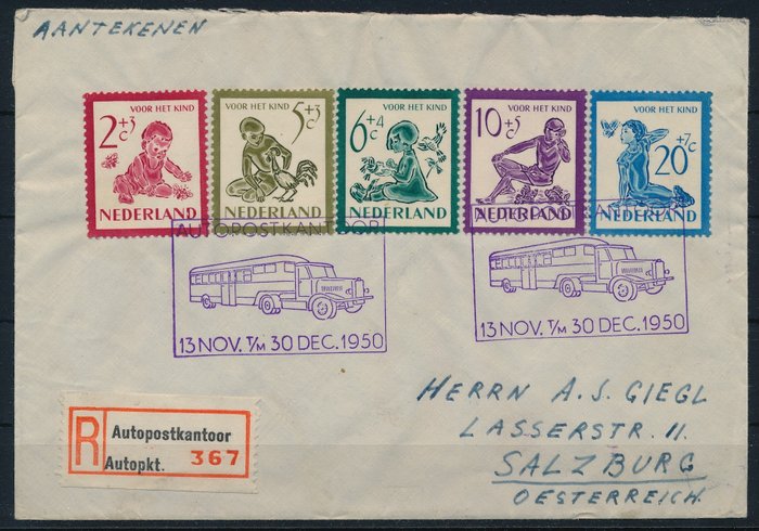 Niederlande 1950 - Voor Het Kind, Ersttagsbrief (FDC) - NVPH E 4