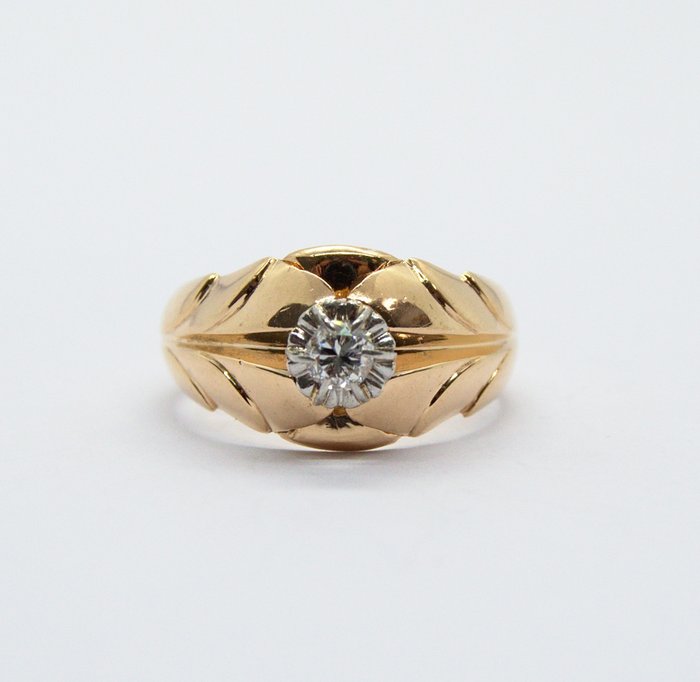 Preview of the first image of 18 kt. Yellow gold - Ring - 0.15 ct Diamond.