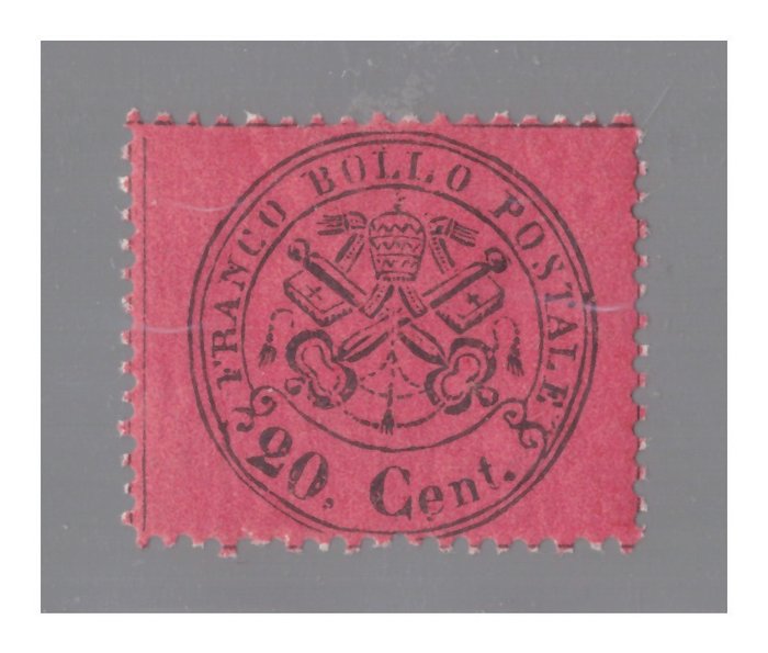Anciens états italiens - États pontificaux - 20 centesimi rosso bruno scuro - Sassone N. 27d
