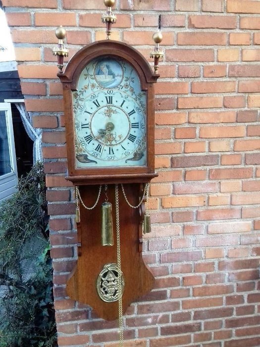 Antico orologio da coda Frisone a tre quarti, raro - Friese maker - Bronzo, Legno - Inizio XIX secolo