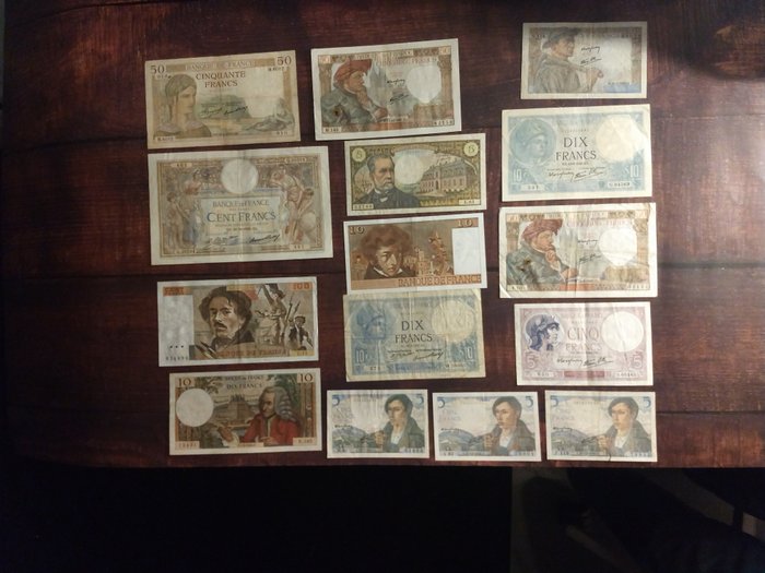 Francia - 15 banknotes - Various dates