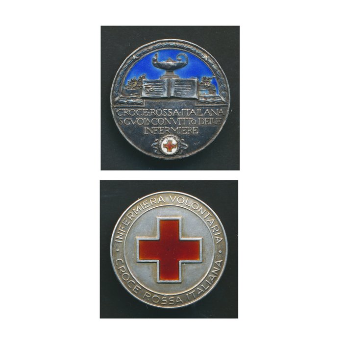 Italia - CROCE ROSSA - Regno d'Italia -  2 distintivi argento 1932 -