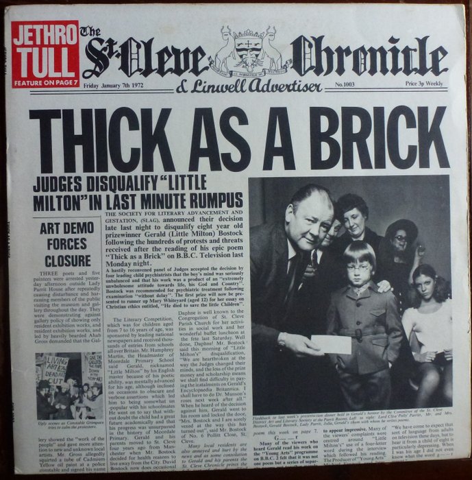 Jethro Tull - Thick As A Brick - , Chrysalis ‎– CHR 1003 - First UK Pressing - LP Album - 1st Pressing - 1972/1972