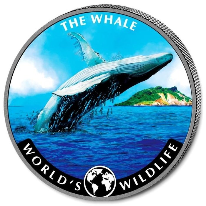 Congo. 20 Francs 2021 - Whale - Colorized - 1 Oz with COA