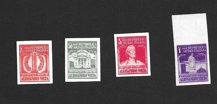 Italiaanse Republiek 1945 - 4 Alessandro Volta print proofs - Sassone N.561