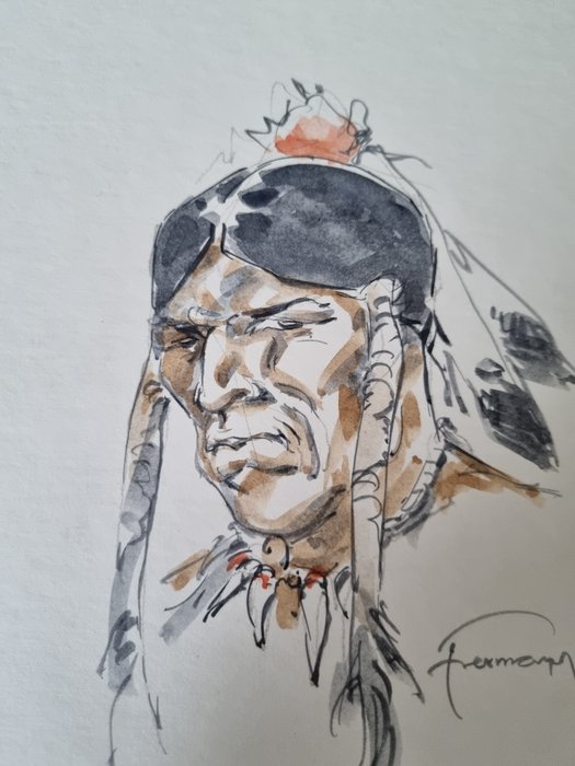 Hermann - Originele aquarel - Maanvlek  - Comanche