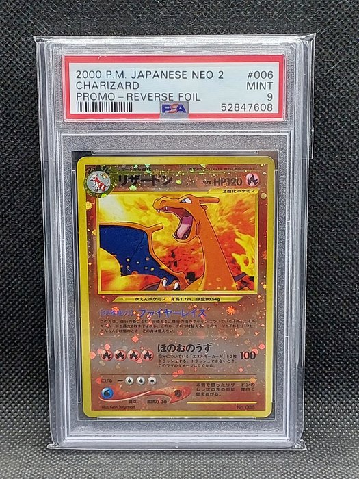 The Pokémon Company - Pokémon - Trading card PSA 9 Charizard reverse foil promo neo 2 japanese 2000 pokemon