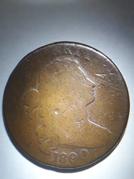 United States. 1 Cent 1800 Over 79 style 2 hair Draped Bust