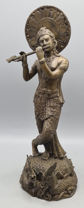 Krishna grande con flauto - Bronzo - India - Fine XX secolo
