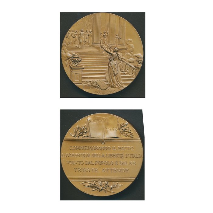 Italia - RISORGIMENTO - 1848/1898 - Medalla de Trieste - I ° cincuentenario del estatuto - Independencia