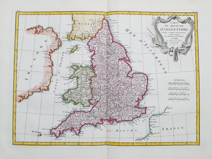 Regno Unito, England, London, Wales; G. Rizzi Zannoni / Janvier / Lattre - Carte du Royaume d'Angleterre - 1761-1780