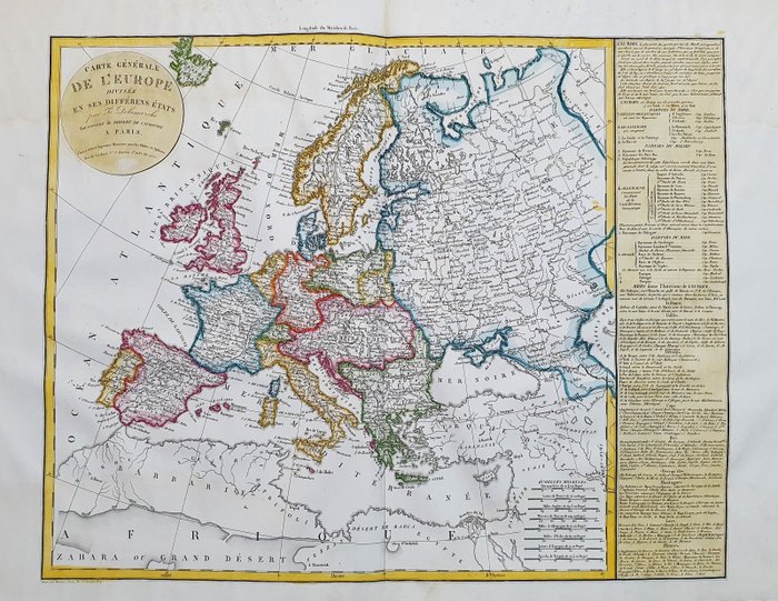 Europa, European Empire, Europe; Robert de Vaugondy - Carte Generale de l'Europe divisee en ses differens Etats - 1751-1760