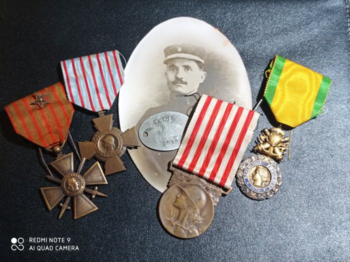Francia - Ejército/Infantería - Lote de medallas militares de la guerra 14 18 Elite (7.10Ja) - 1918