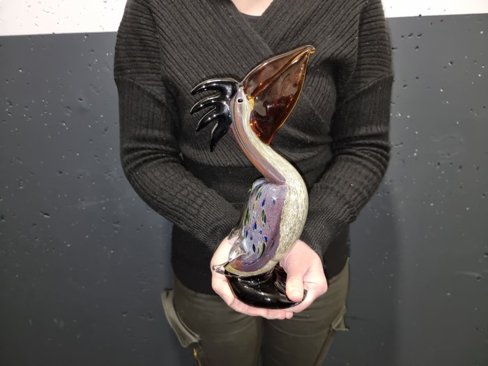 Statue, Large Pelican Glass 30cm 1.8kg - 30 cm - Verre