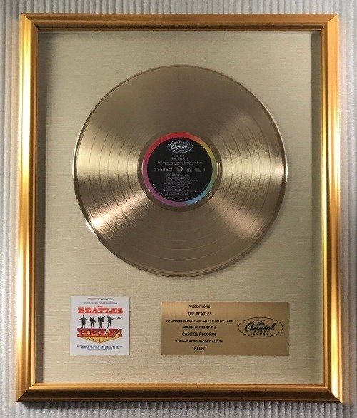 Beatles - "Help!" Soundtrack LP Gold Record Award Presented To The Beatles - Official In-House award - Various pressings (see description) - 1975/1975