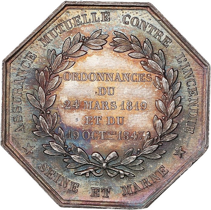 Frankrijk. Jeton en argent "Assurance Mutuelle contre l'Incendie, Seine et Marne 1847"